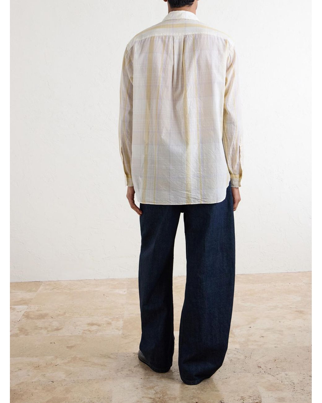 Kaptain Sunshine Natural Checked Cotton-flannel Shirt for men