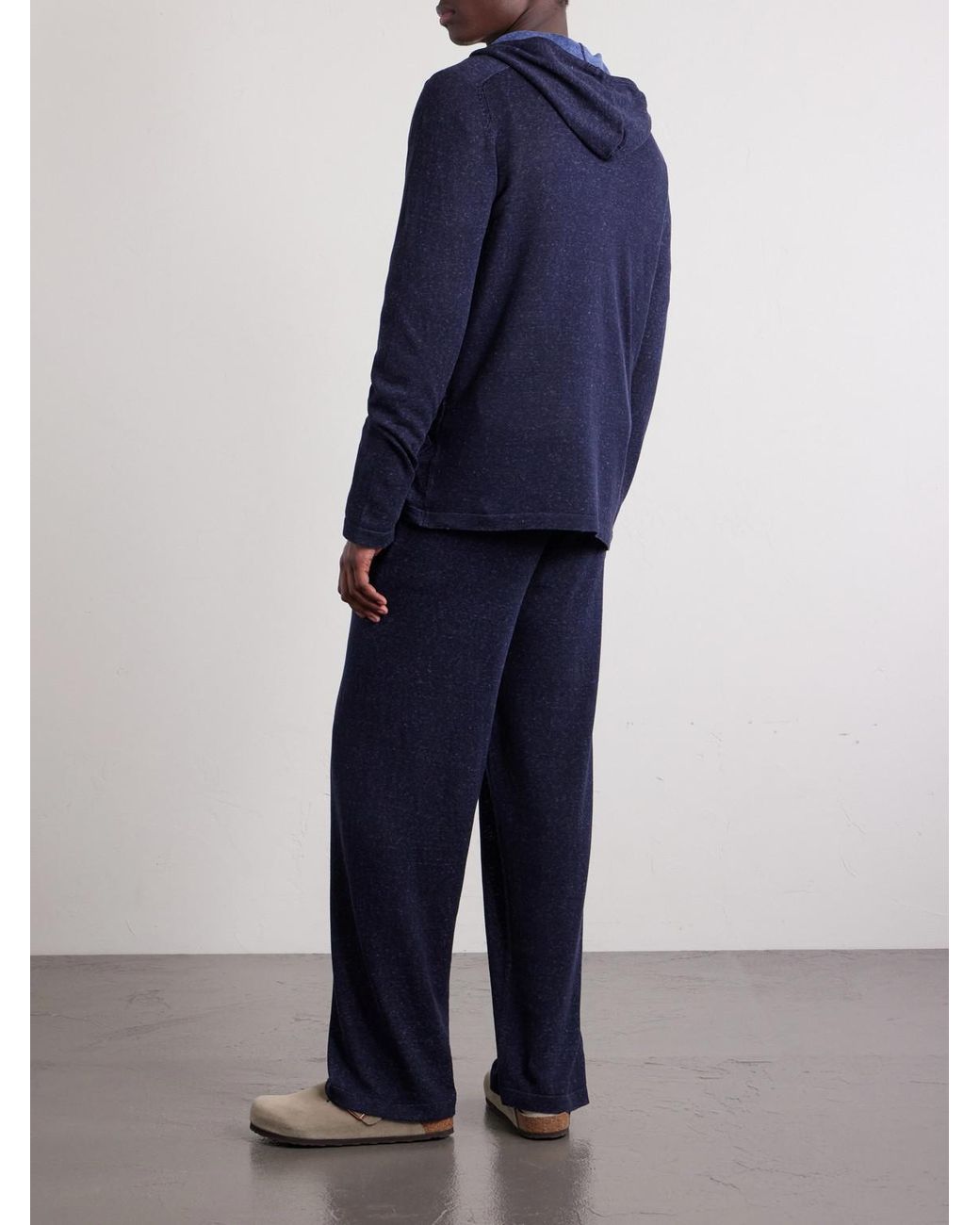 Piacenza 1733 Blue Knitted Silk And Linen-Blend Zip-Up Hoodie for men