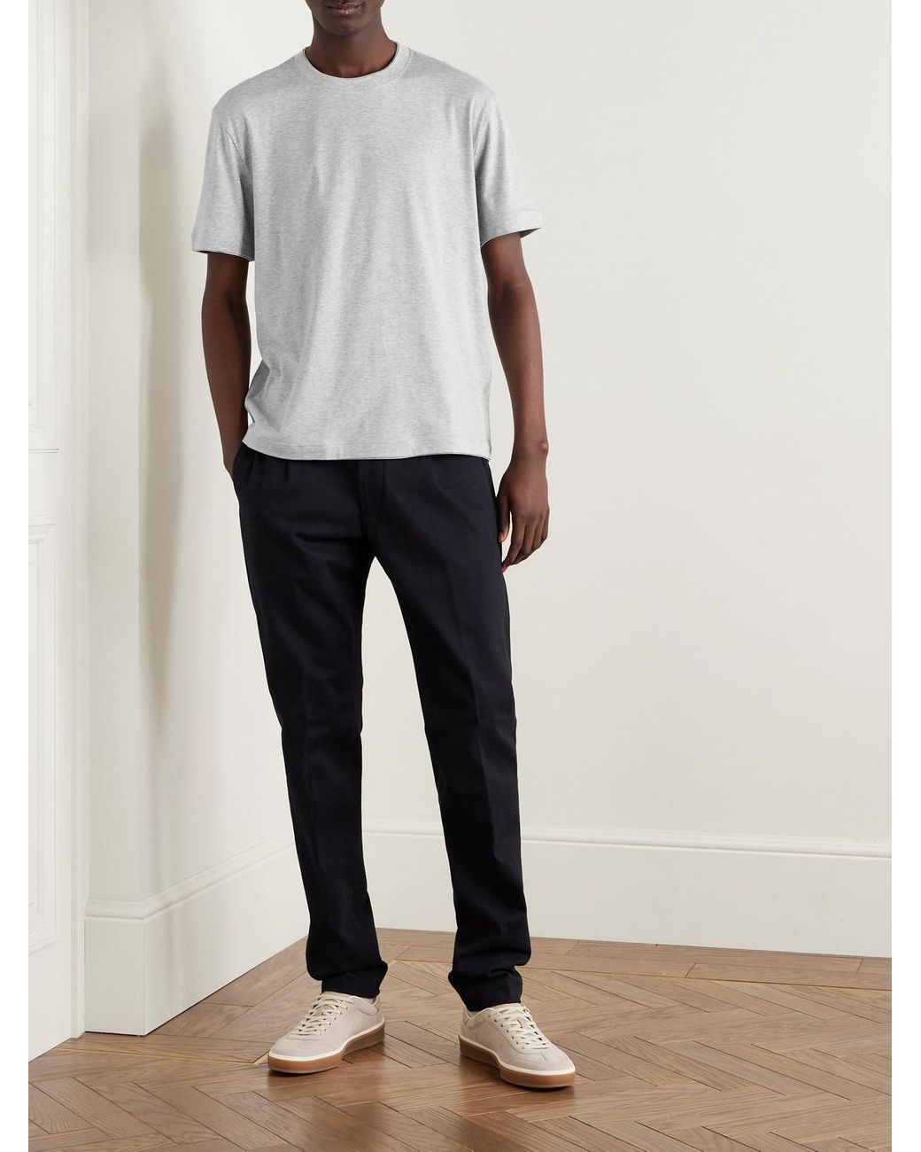 Eleventy White Cotton And Modal-Blend Jersey T-Shirt for men