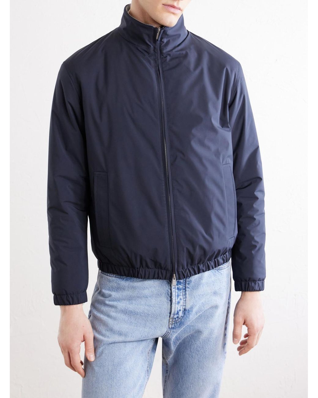 Lardini Blue Shell Bomber Jacket for men