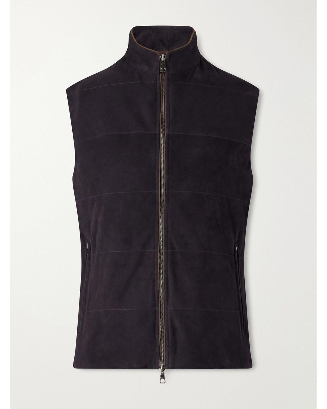 N.Peal Cashmere Blue Belgravia Cotton-Trimmed Suede Gilet for men