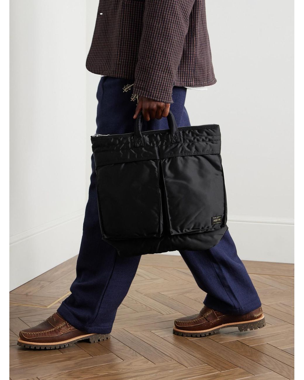Porter-Yoshida and Co Black Tanker Helmet Twill Tote Bag for men