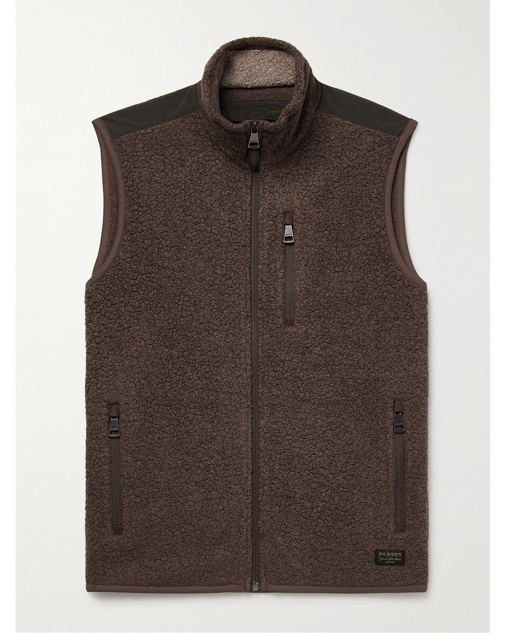 James Purdey & Sons Brown Shell-Trimmed Bouclé Gilet for men