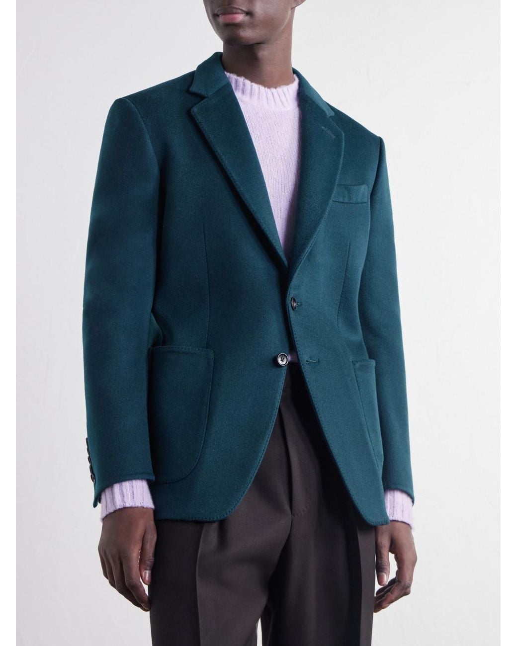 Tom Ford Blue Woven Cashmere Blazer for men