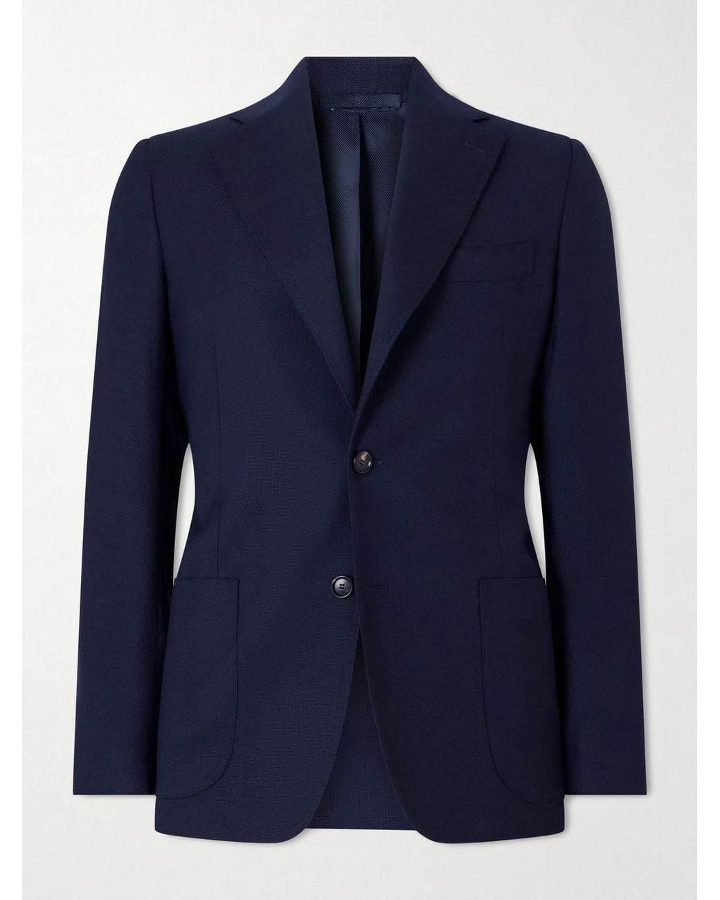 De Petrillo Blue Wool-Hopsack Blazer for men