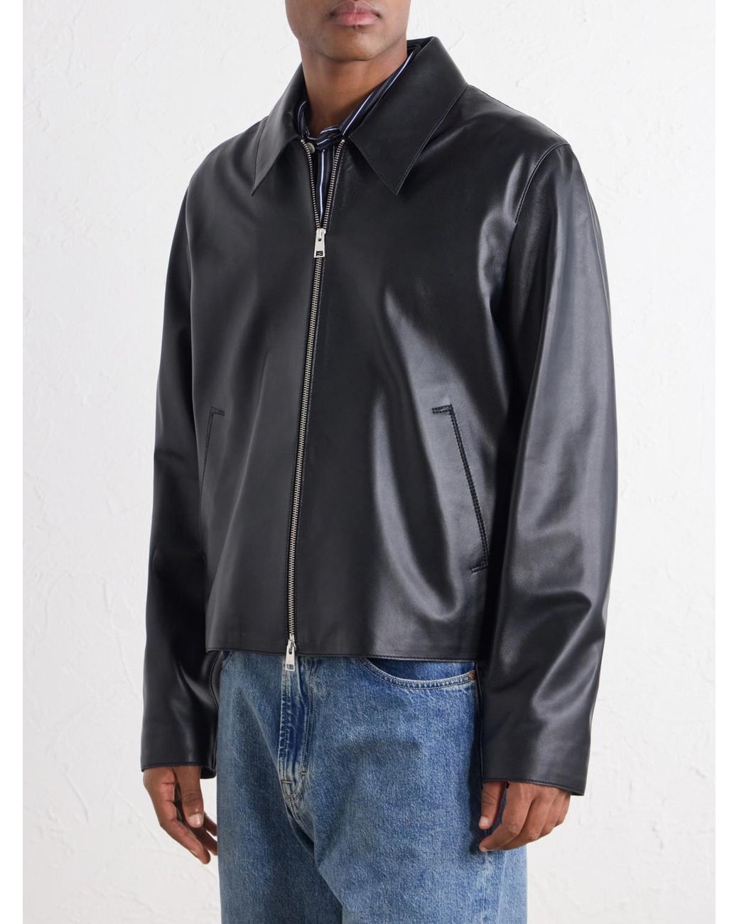 AMI Leather Jacket in Black für Herren