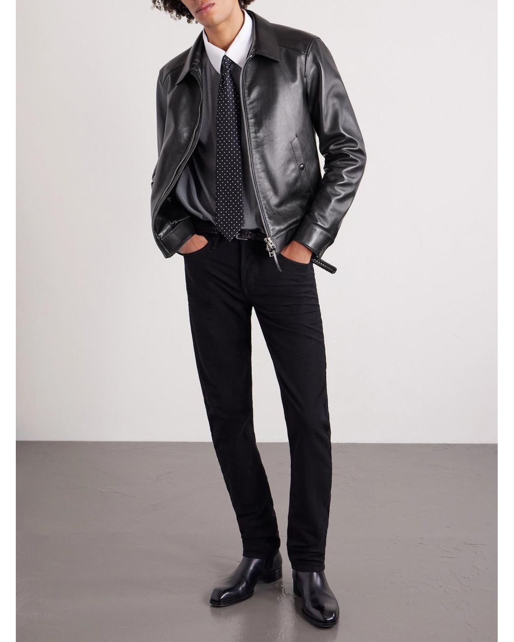 Tom Ford Black Slim-Fit Leather Jacket for men