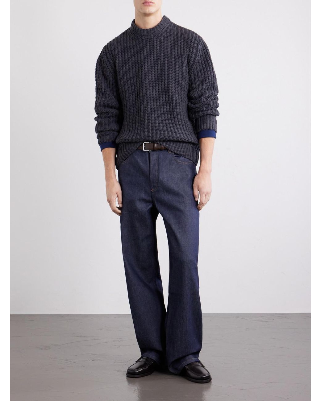 A.P.C. Blue Ron Ribbed Wool Sweater for men