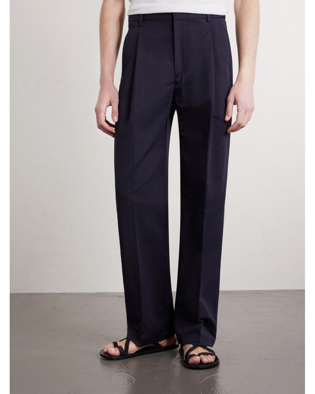 Altea Blue Orval Cotton And Linen-Blend Gabardine Trousers for men