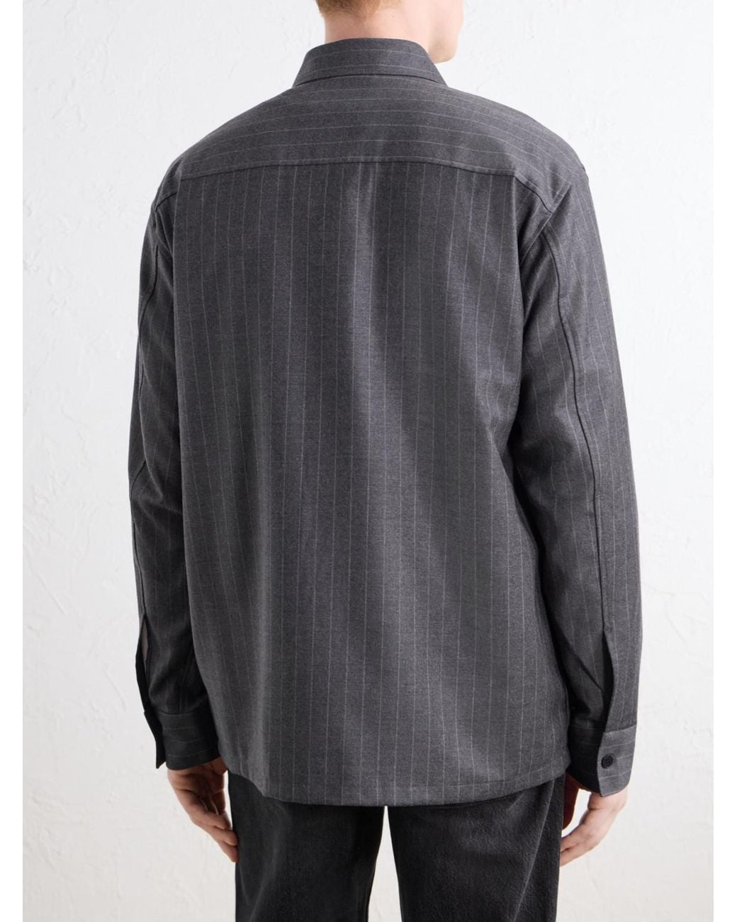 NN07 Blue Freddy 10052 Pinstriped Wool-Blend Flannel Shirt for men