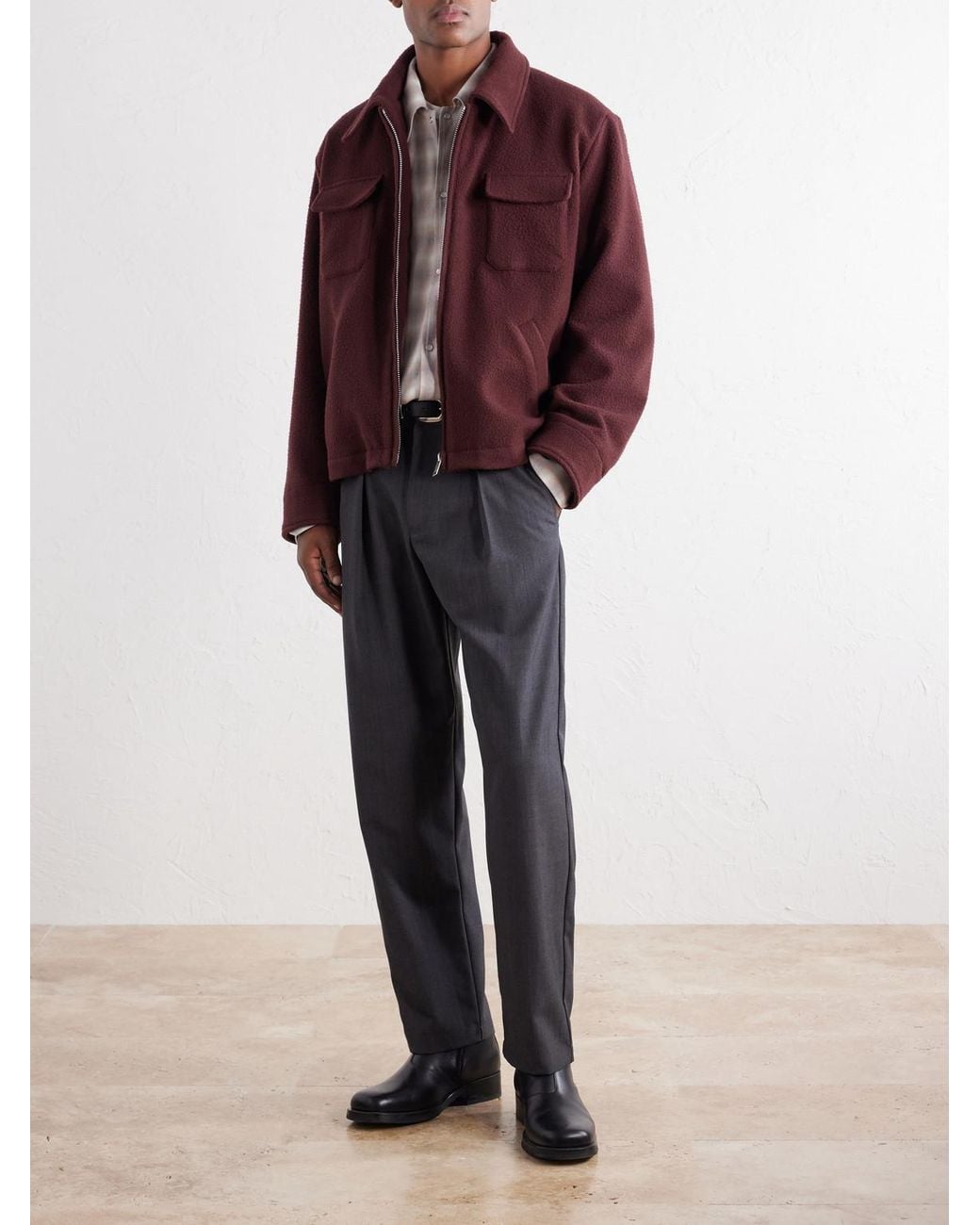 Second Layer Red Jefe Wool Blouson Jacket for men