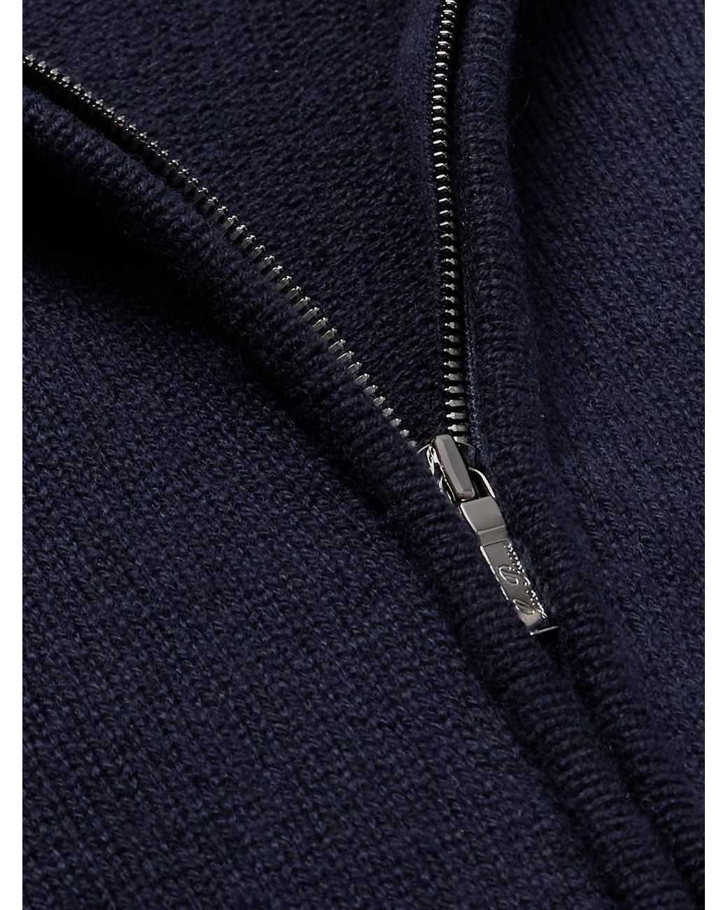 Loro Piana Blue Cashmere Zip-Up Sweater for men