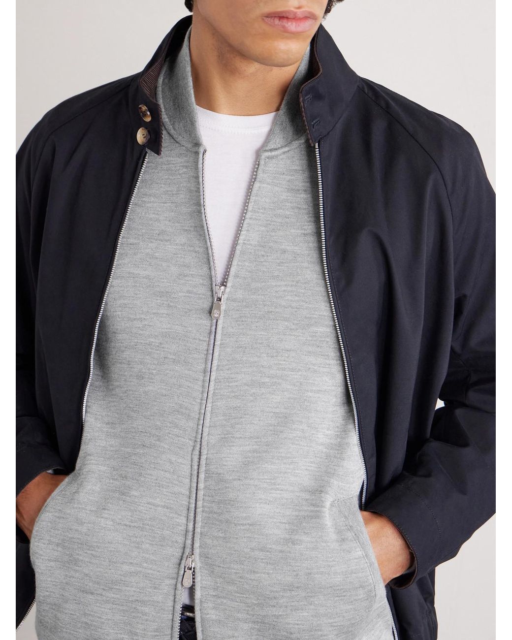 Brunello Cucinelli White Cashmere-blend Zip-up Sweatshirt for men