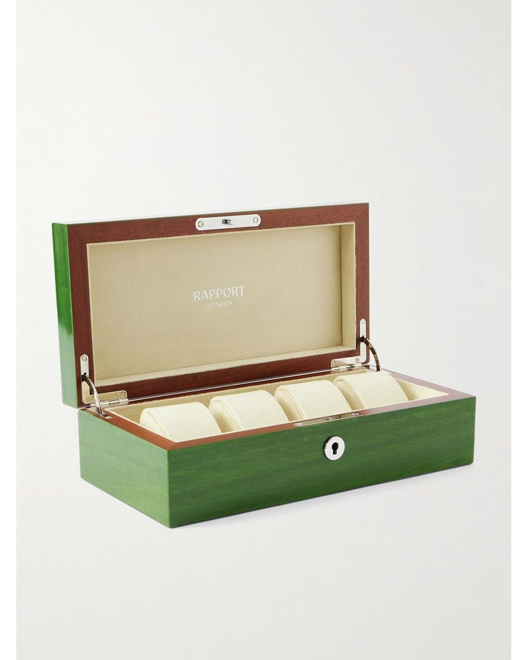 Rapport Green Heritage Lacquered Cedar Four-Piece Watch Box for men