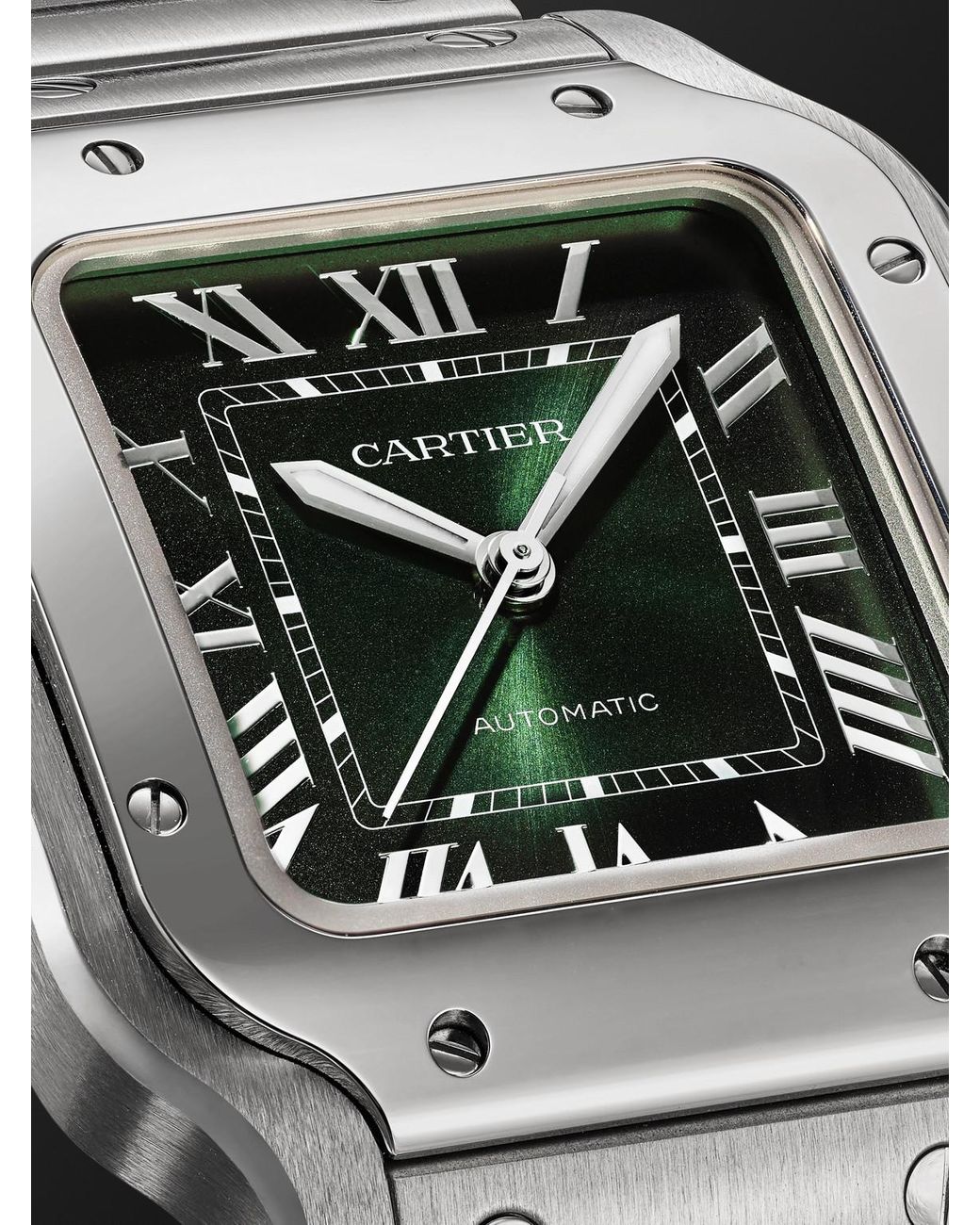 Cartier Black Santos Automatic Medium Interchangeable Stainless Steel Watch, Ref. Wssa0061 for men