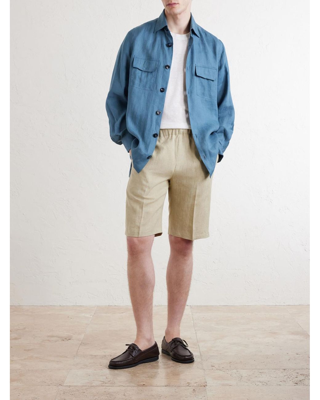 Kiton Blue Linen Shirt for men