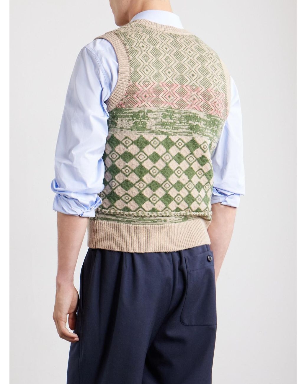 Dries Van Noten Green Mahoba Wool-jacquard Sweater Vest for men