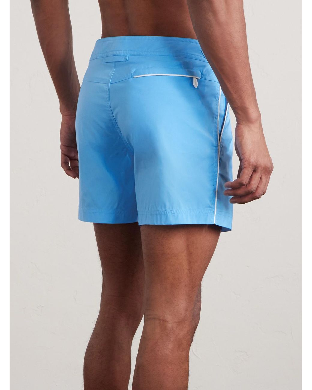 Tom Ford Blue Straight-Leg Mid-Length Piped Swim Shorts for men
