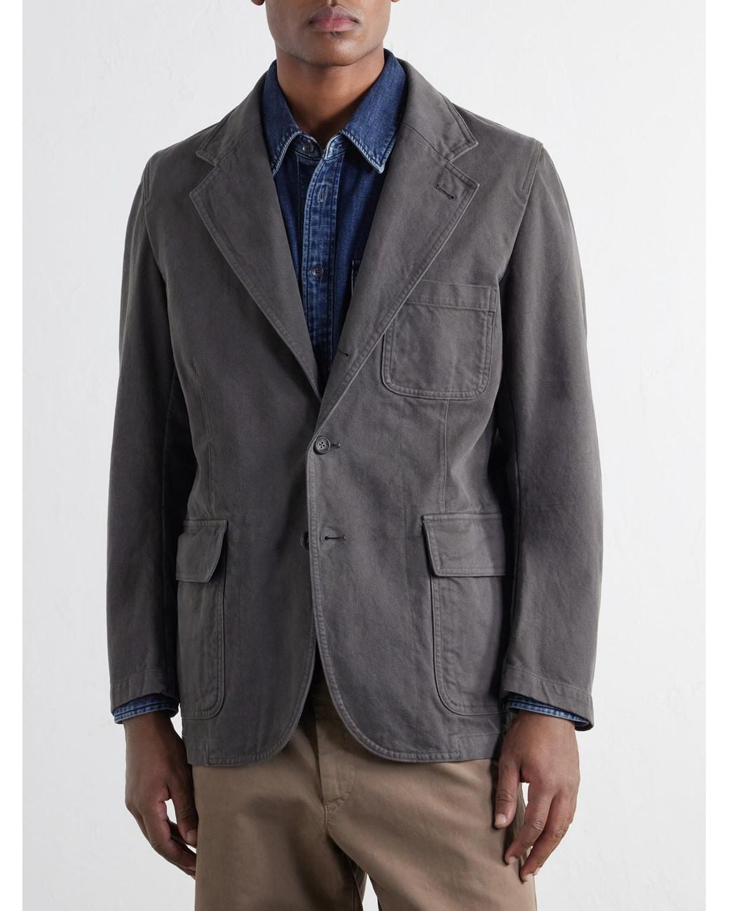 Drake's Gray Mk. I Games Cotton-Twill Moleskin Blazer for men