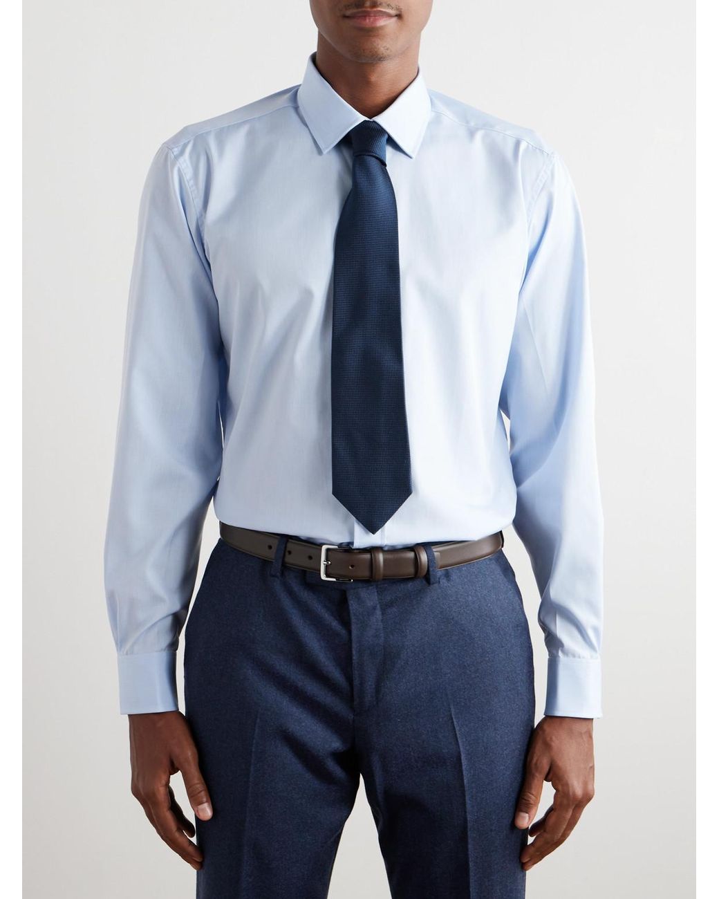 Charvet Blue Classic-Collar Cotton Shirt for men
