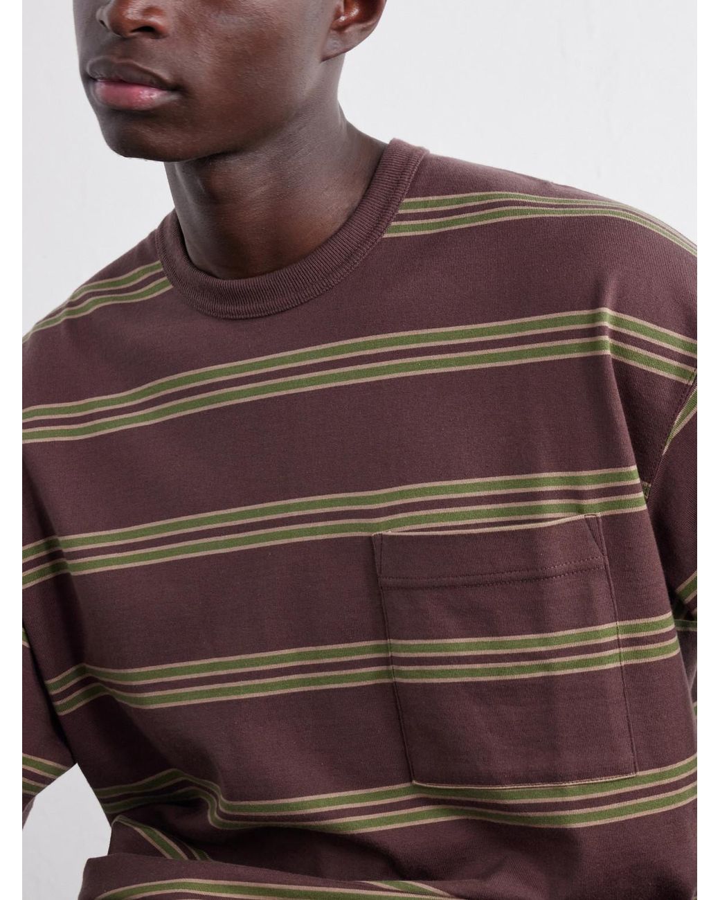 Comme des Garçons Brown Striped Cotton-Jersey T-Shirt for men