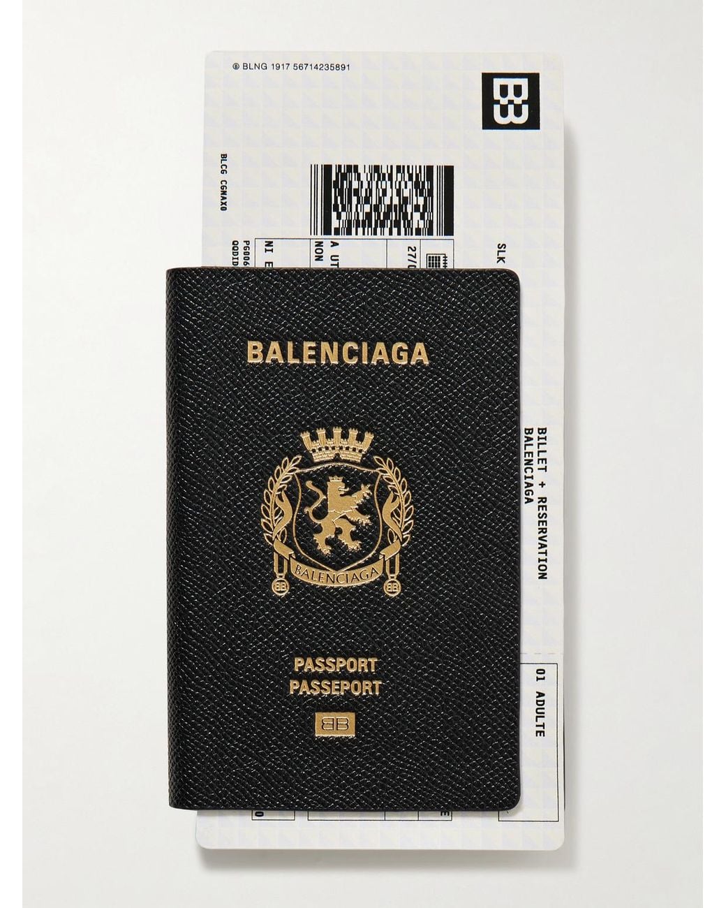 Balenciaga Black Passport Logo-debossed Leather Bifold Wallet for men