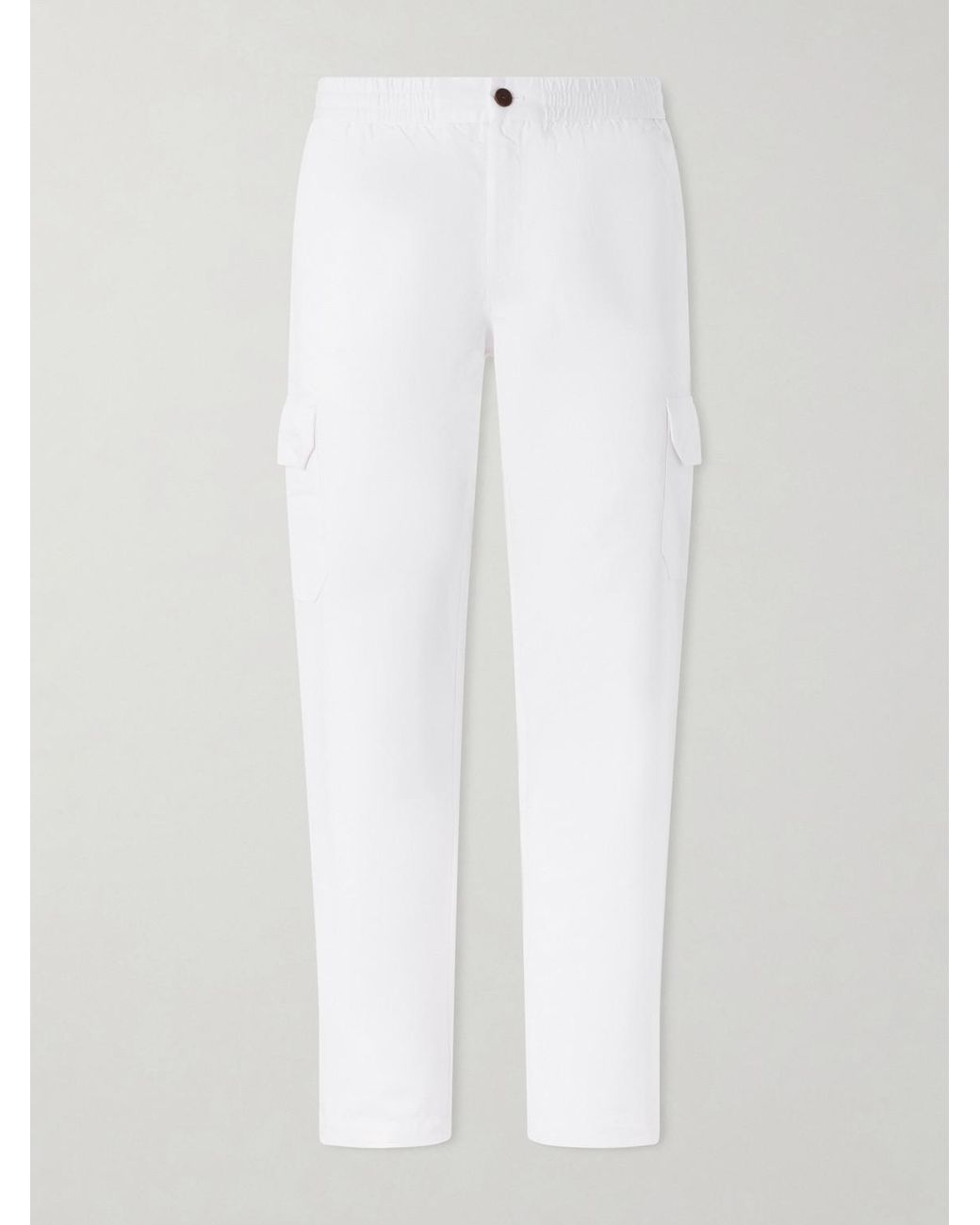 Mr P. White Tapered Cotton And Linen-Blend Trousers for men