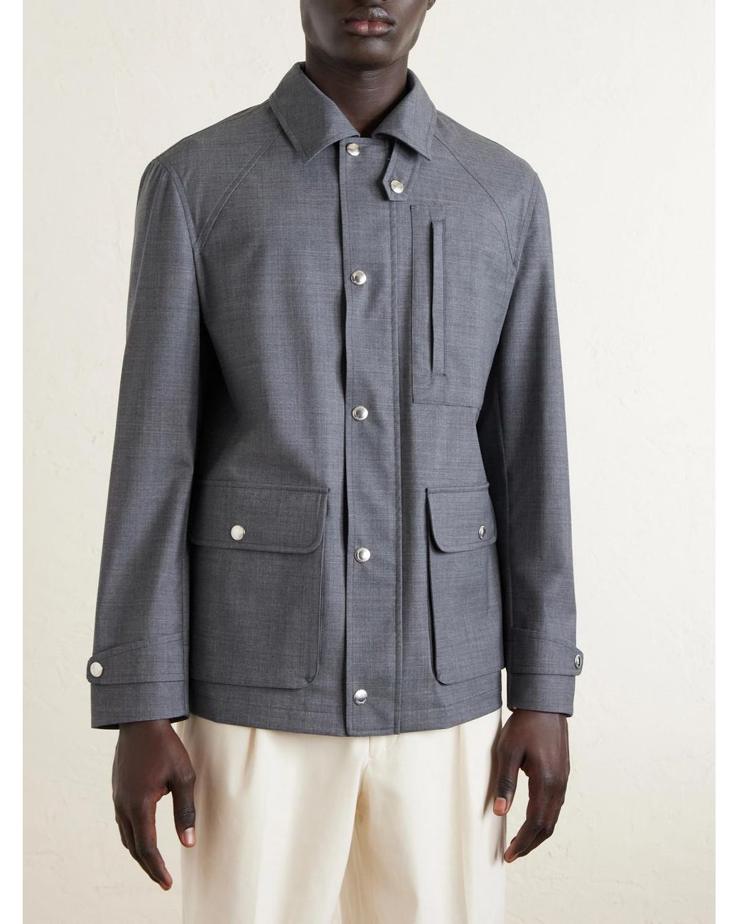 Brunello Cucinelli Gray Virgin Wool Field Jacket for men