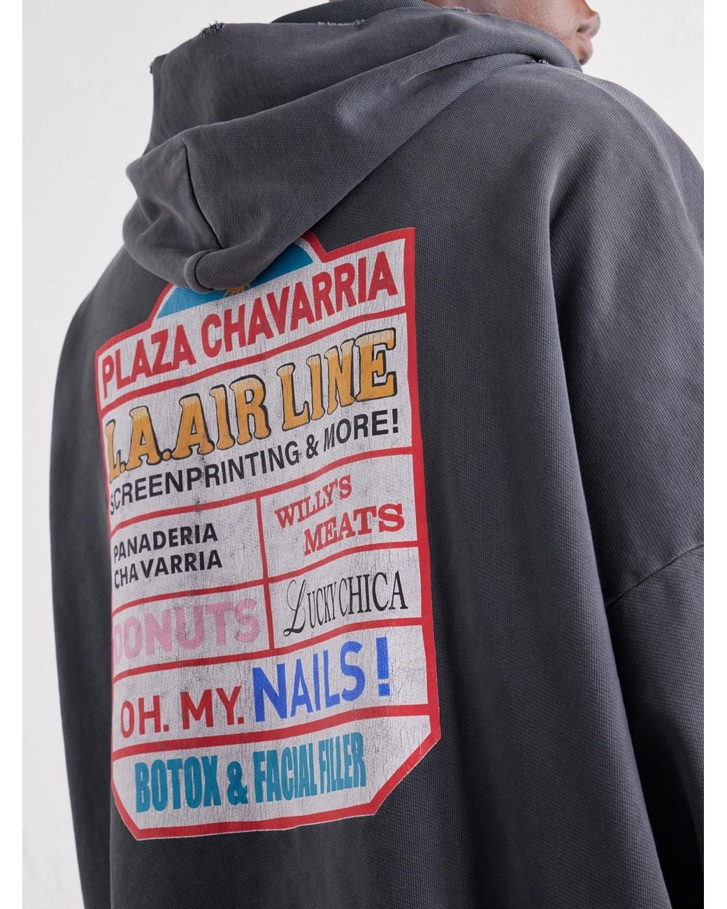 Willy Chavarria Gray Plaza Chavarria Logo-Print Distressed Cotton-Jersey Zip-Up Hoodie for men