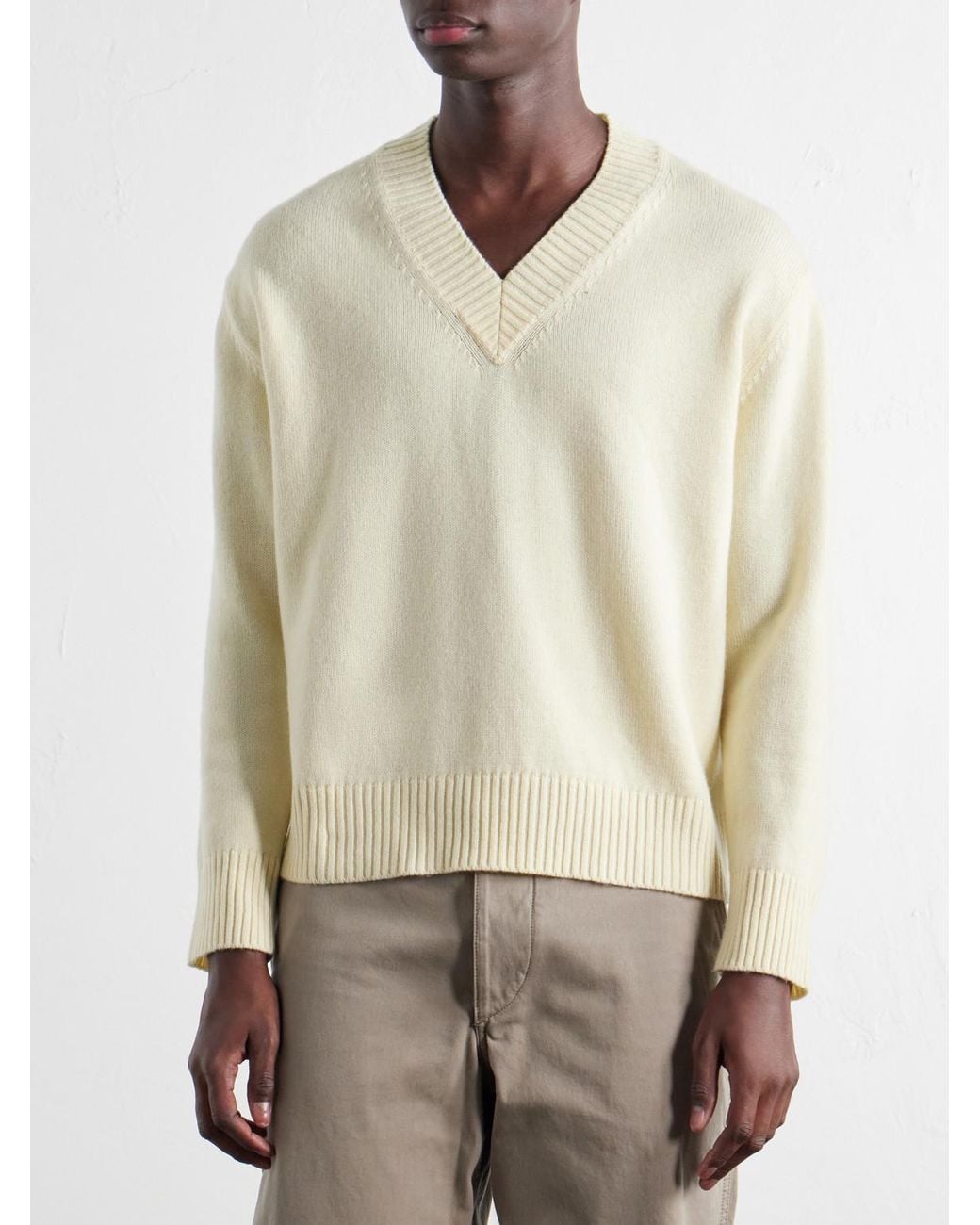 Second Layer Natural Vexed Wool And Cashmere-Blend Sweater for men