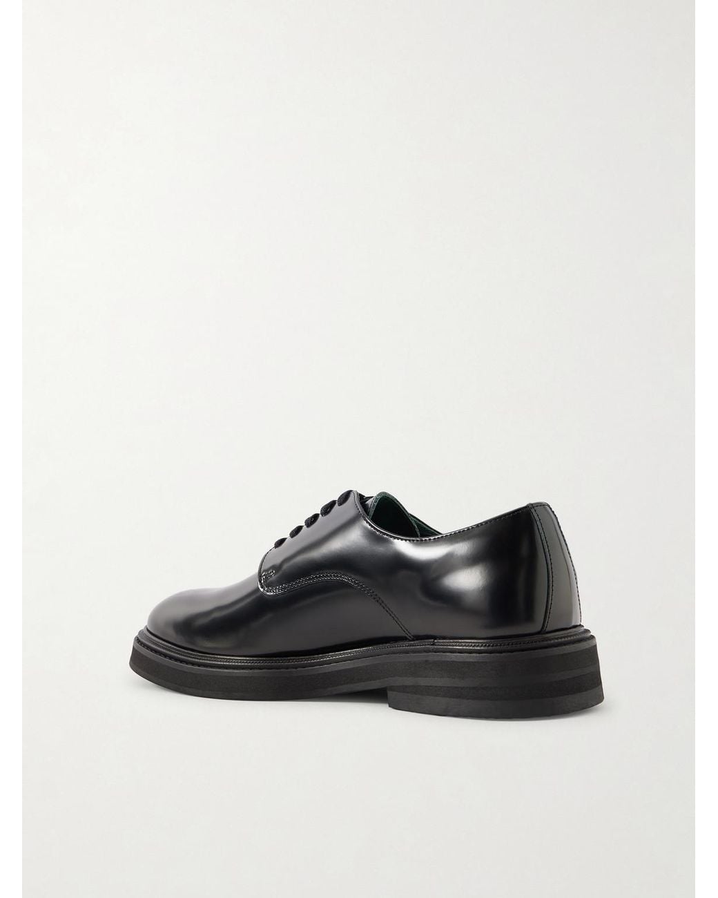 VINNY'S Black Officer Polished-leather Derby Shoes for men