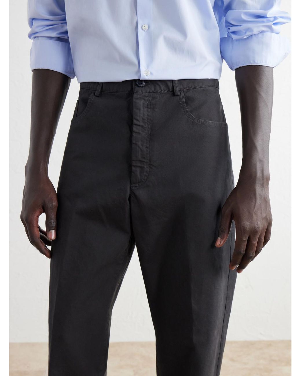 Dries Van Noten Black Straight-Leg Cotton Trousers for men