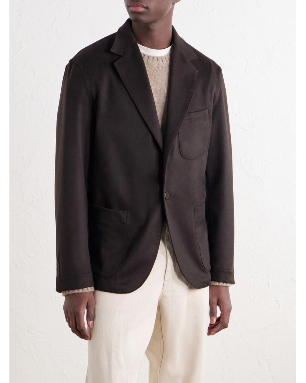 STÒFFA Black Woven Cashmere Blazer for men