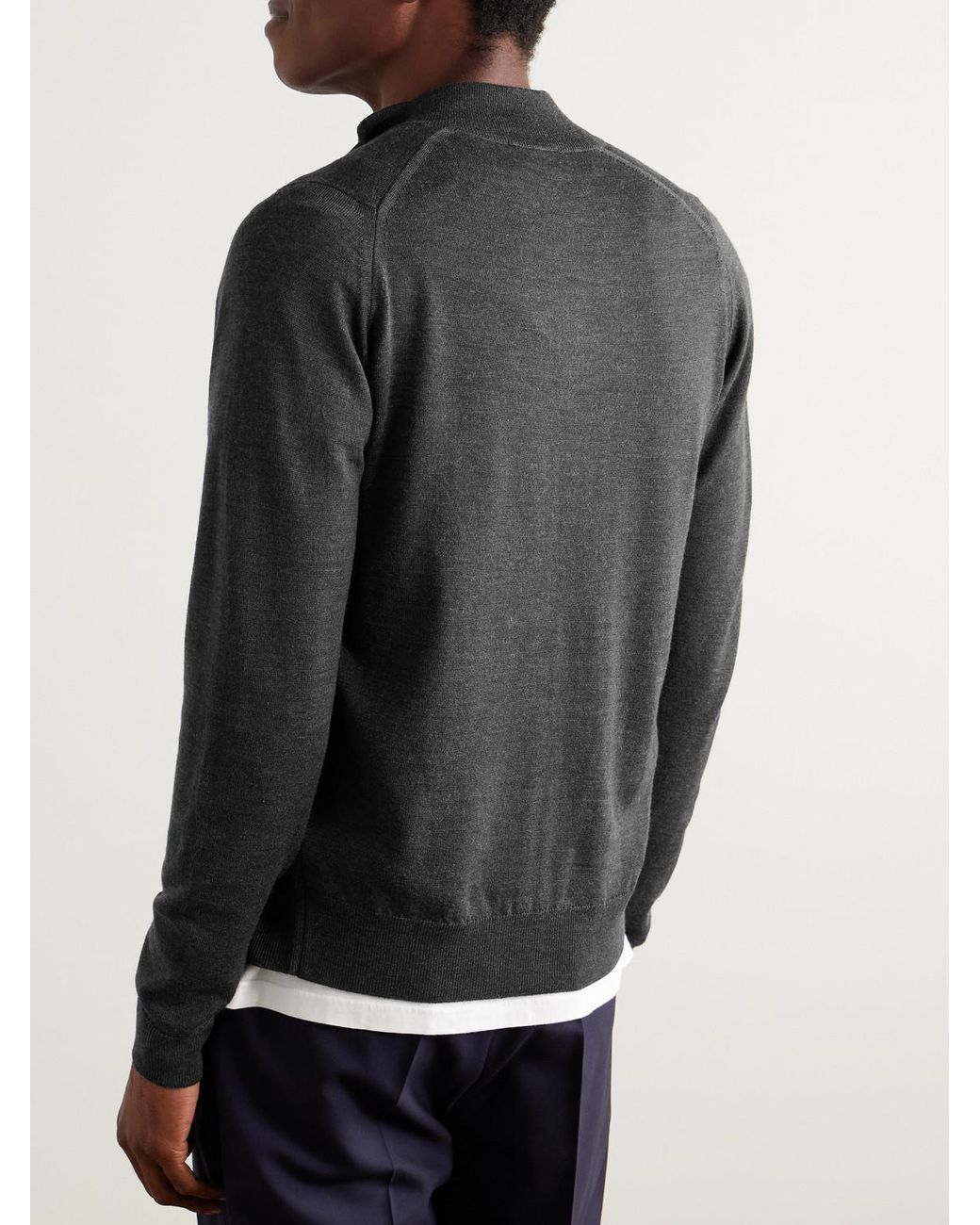 John Smedley Black Claygate Merino Wool Zip-up Cardigan for men