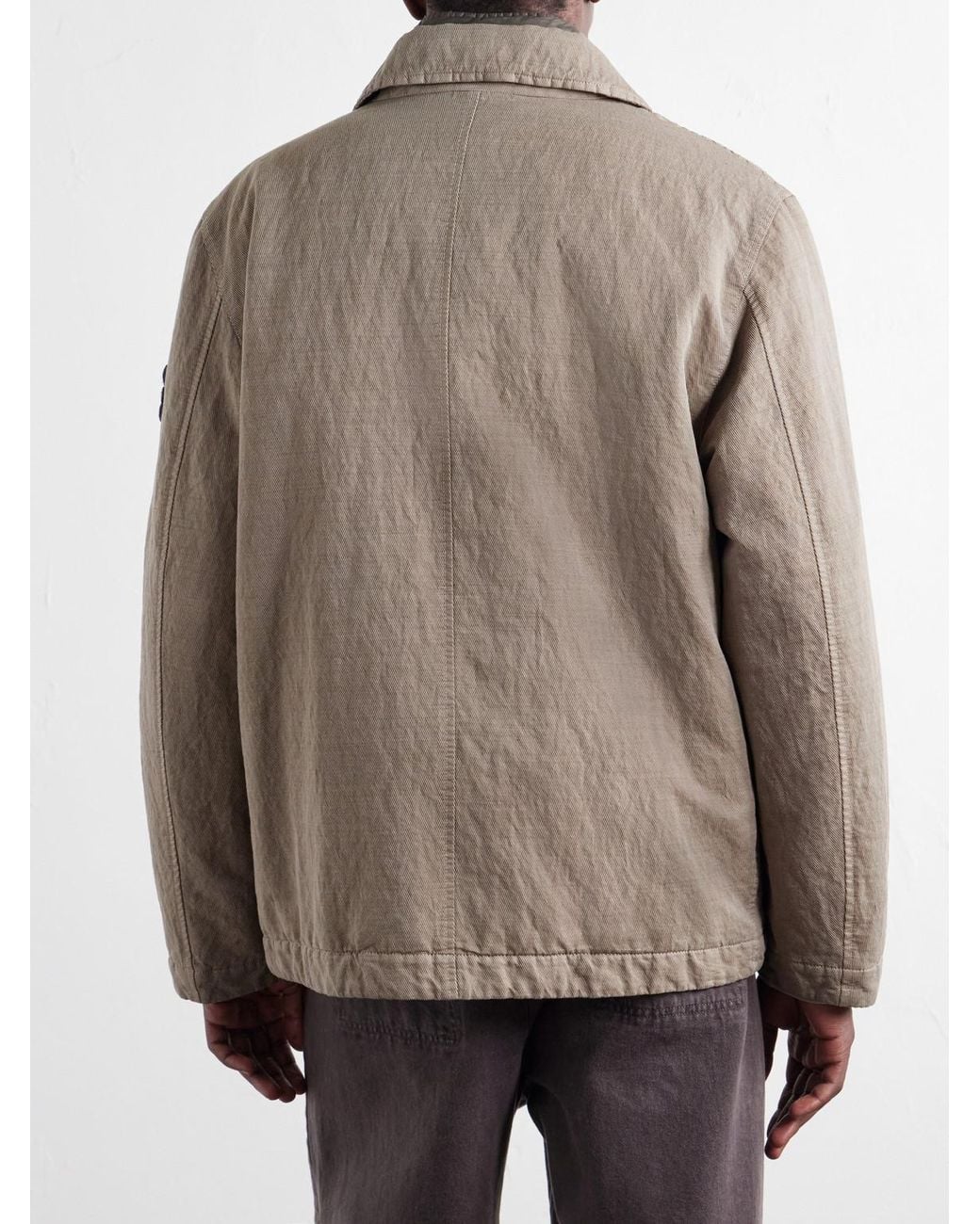 Stone Island Natural Garment-Dyed Cotton-Tc-Blend Padded Twill Jacket for men
