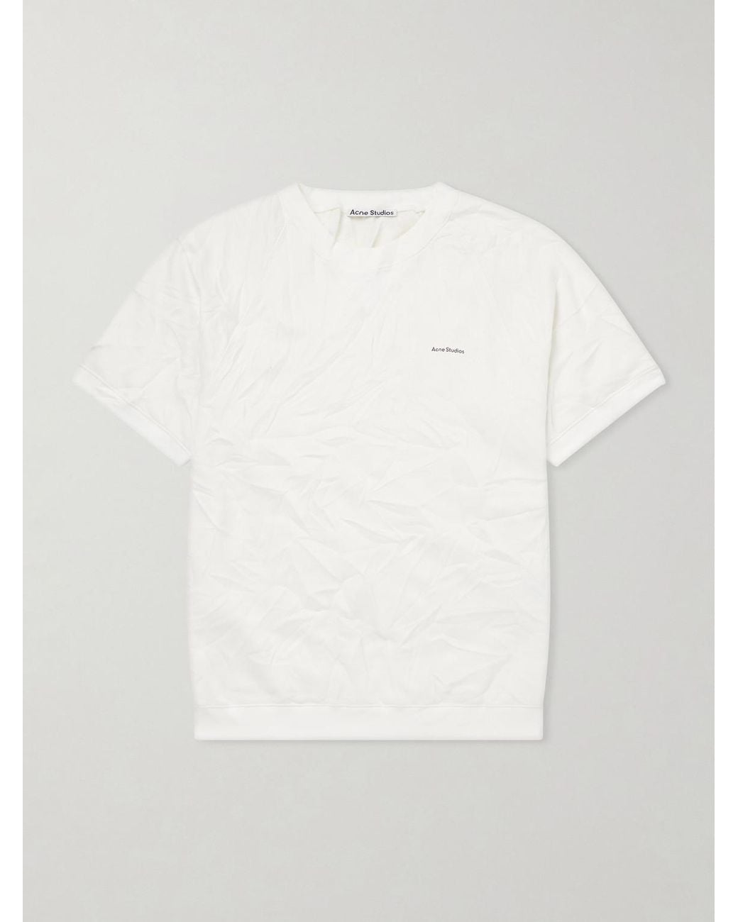 Acne White Fansas Logo-print Crinkled-jersey T-shirt for men