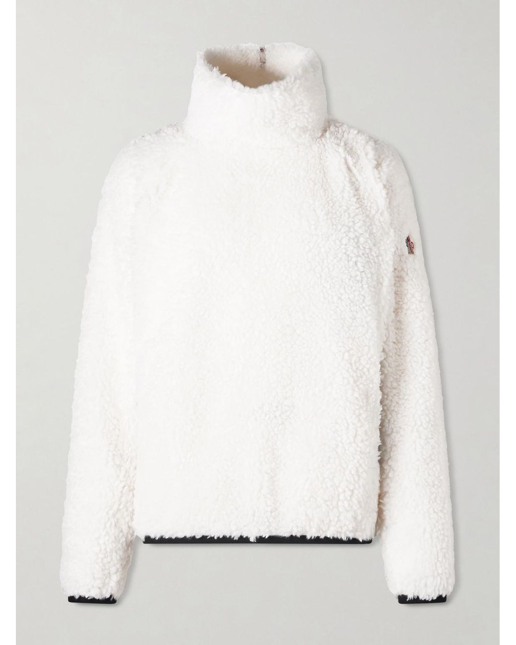 Moncler White Teddy Logo-Appliquéd Fleece Sweatshirt for men
