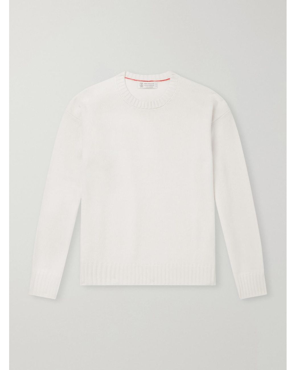 Brunello Cucinelli White Cashmere Sweater for men