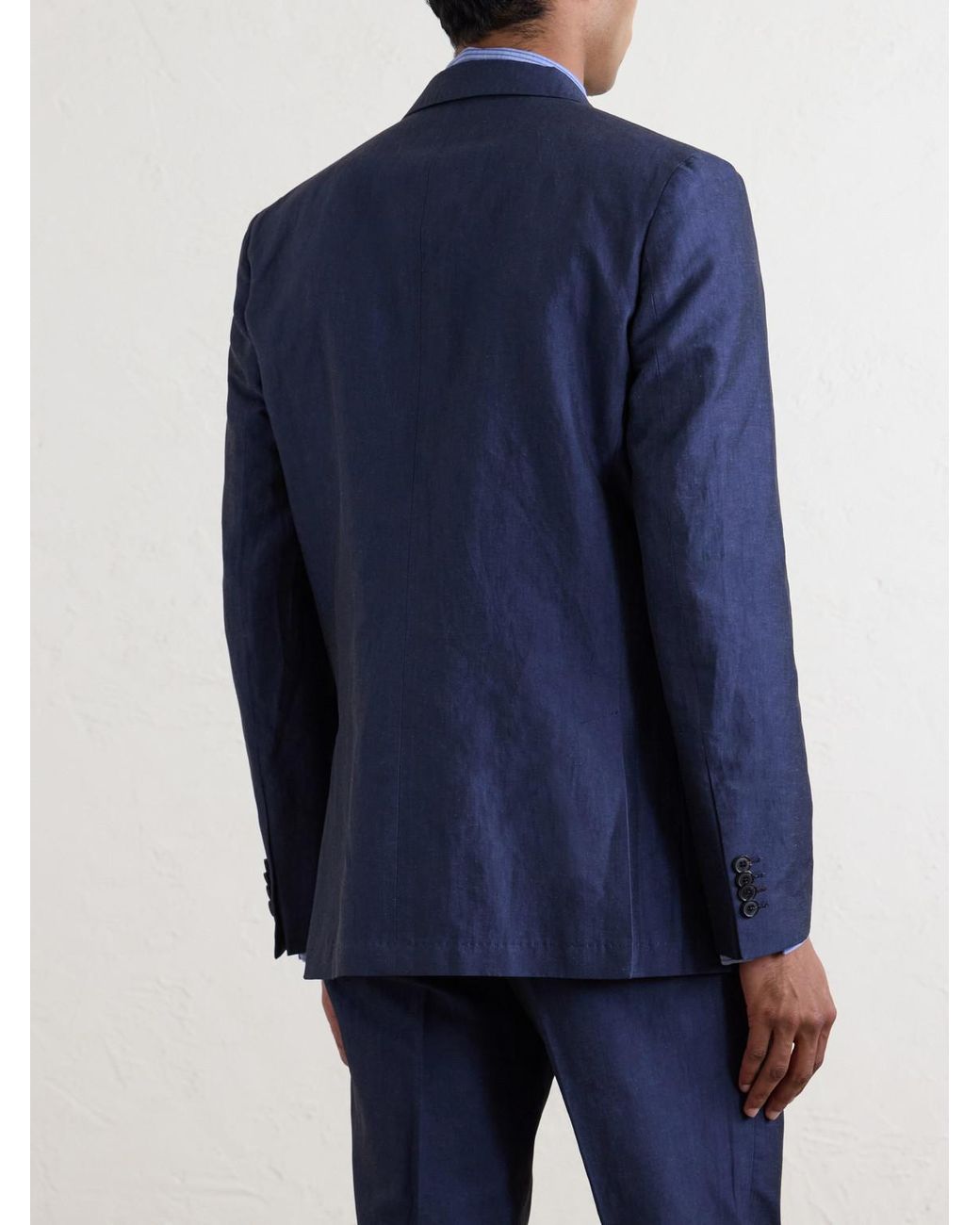 Paul Smith Blue Cotton And Linen-Blend Suit Jacket for men