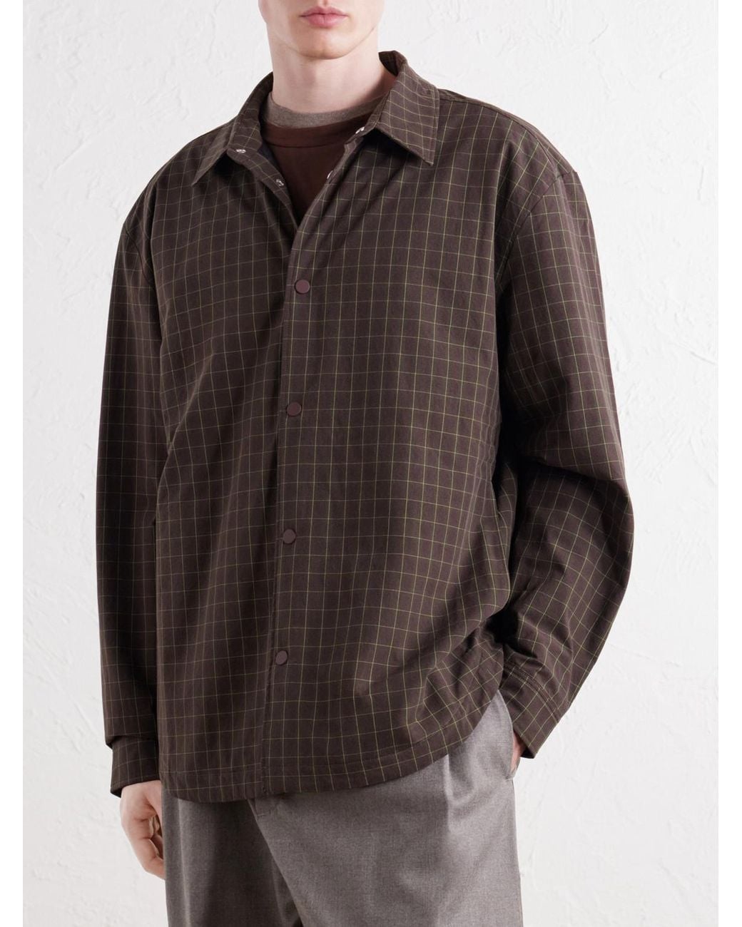 A Kind Of Guise Brown Olkay Padded Checked Cotton-Twill Overshirt for men
