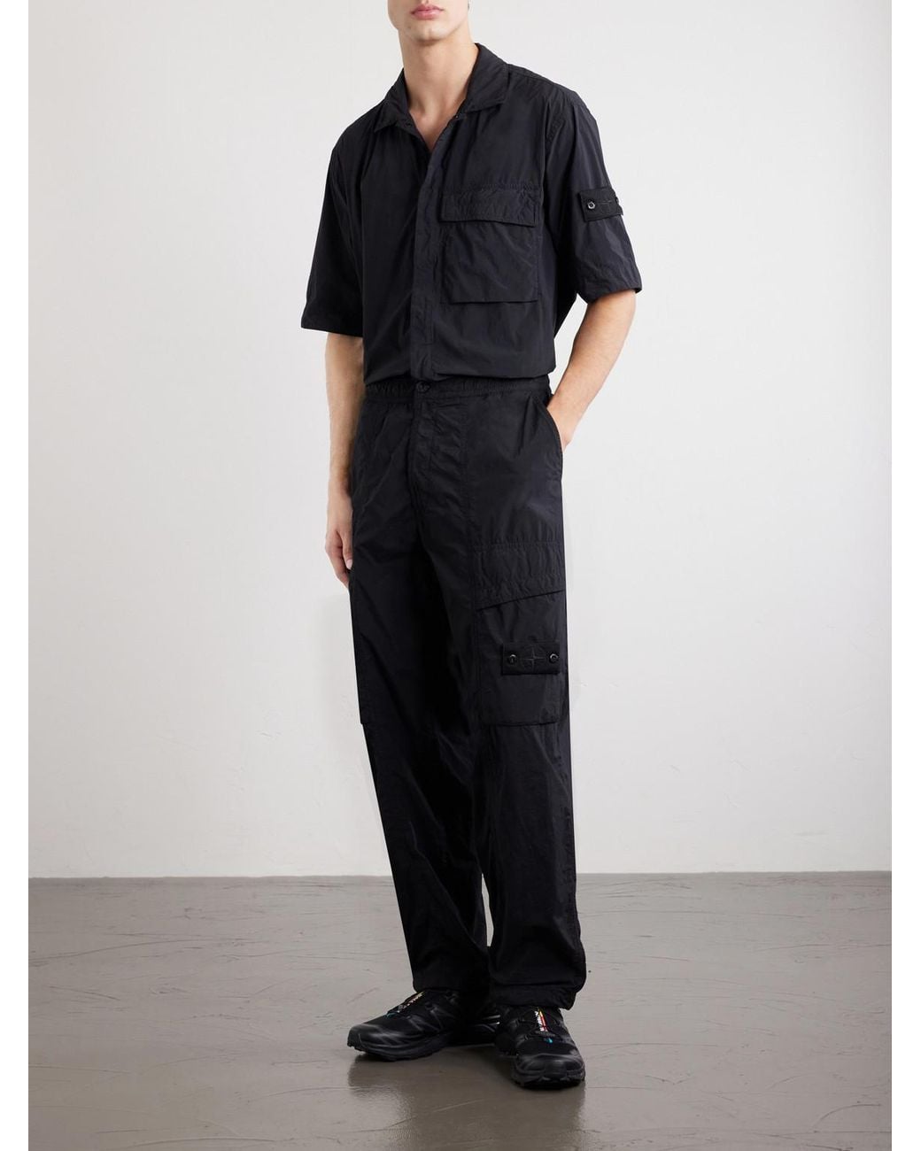Stone Island Blue Ghost Wide-Leg Nylon Smerigliato Trousers for men