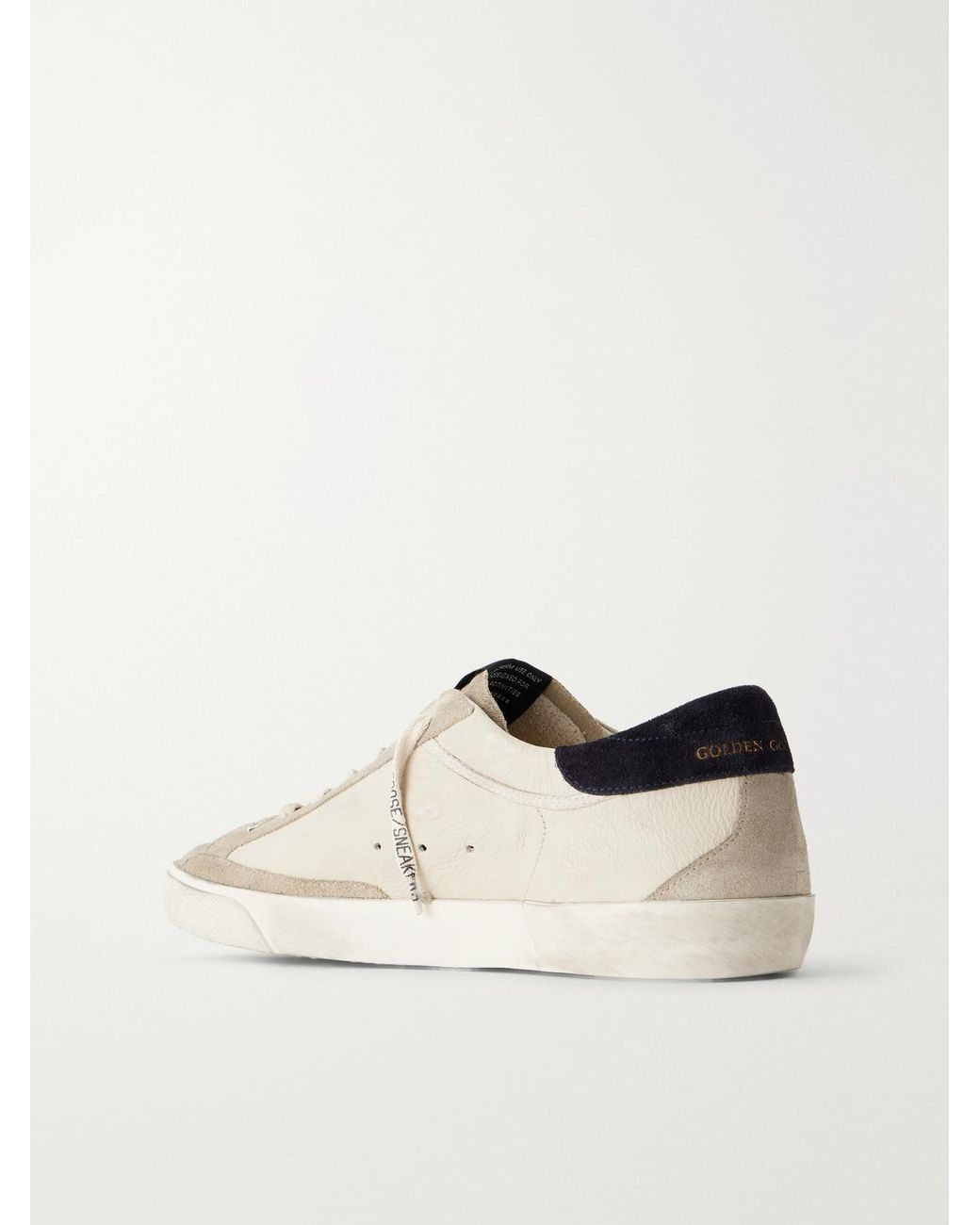 Golden Goose Deluxe Brand Natural Super-Star Distressed Suede -Trimmed Leather Sneakers for men