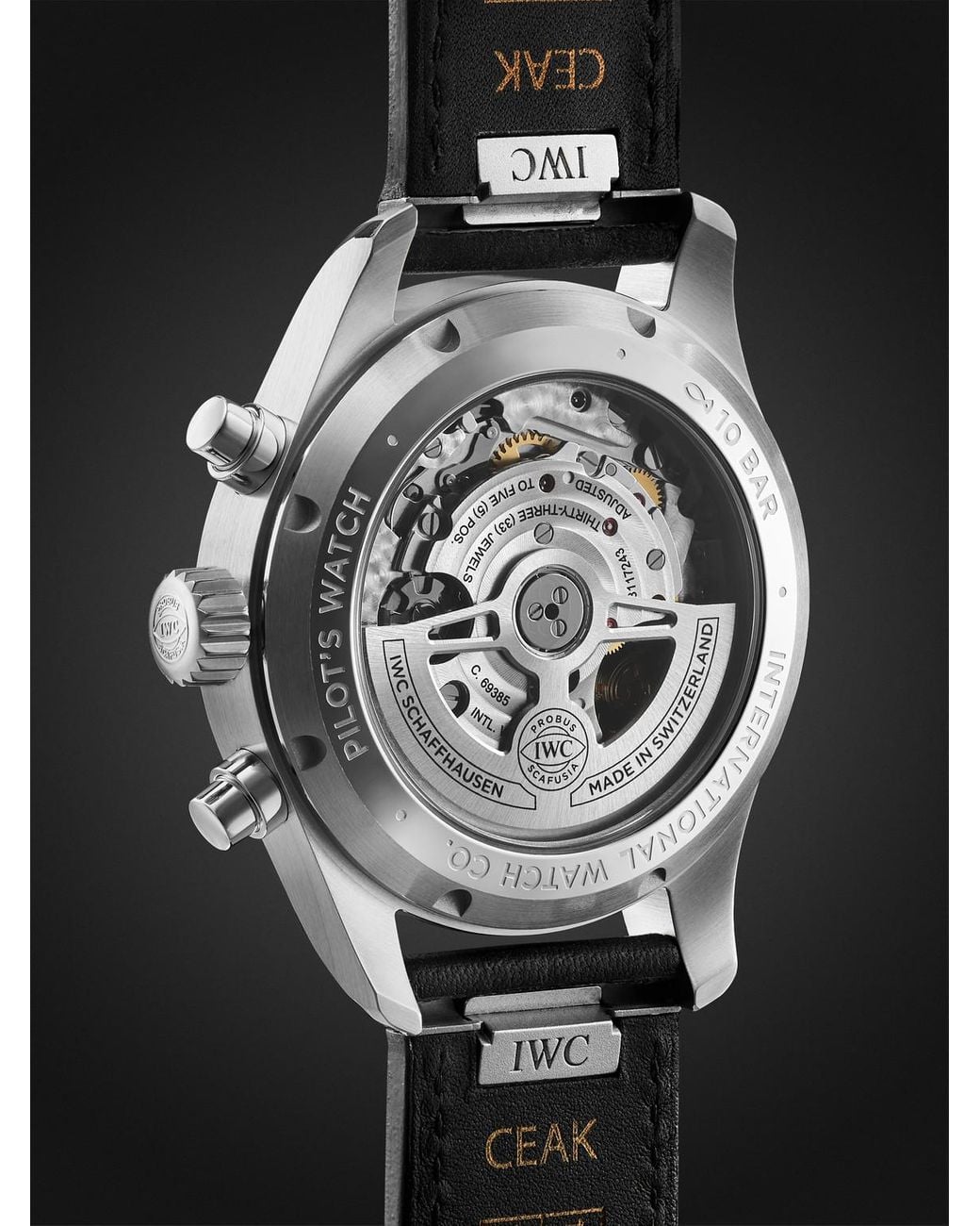Iwc Black Pilot's Automatic Chronograph Stainless Steel Watch, Ref. Iw388111 for men