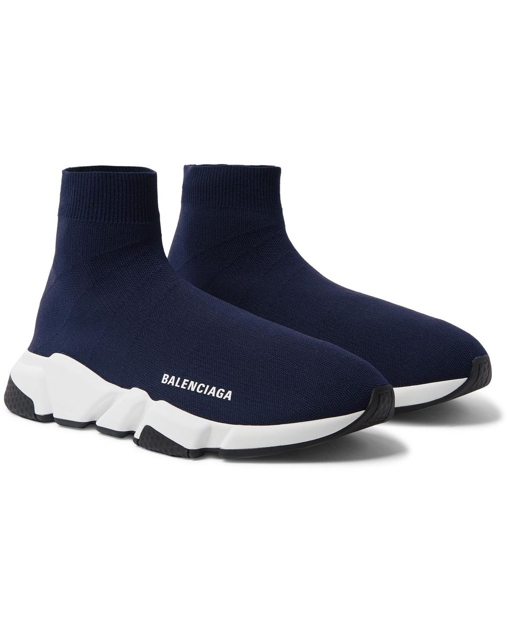 Balenciaga Speed Sock Stretch-knit Slip-on Sneakers in Blue for Men - Lyst