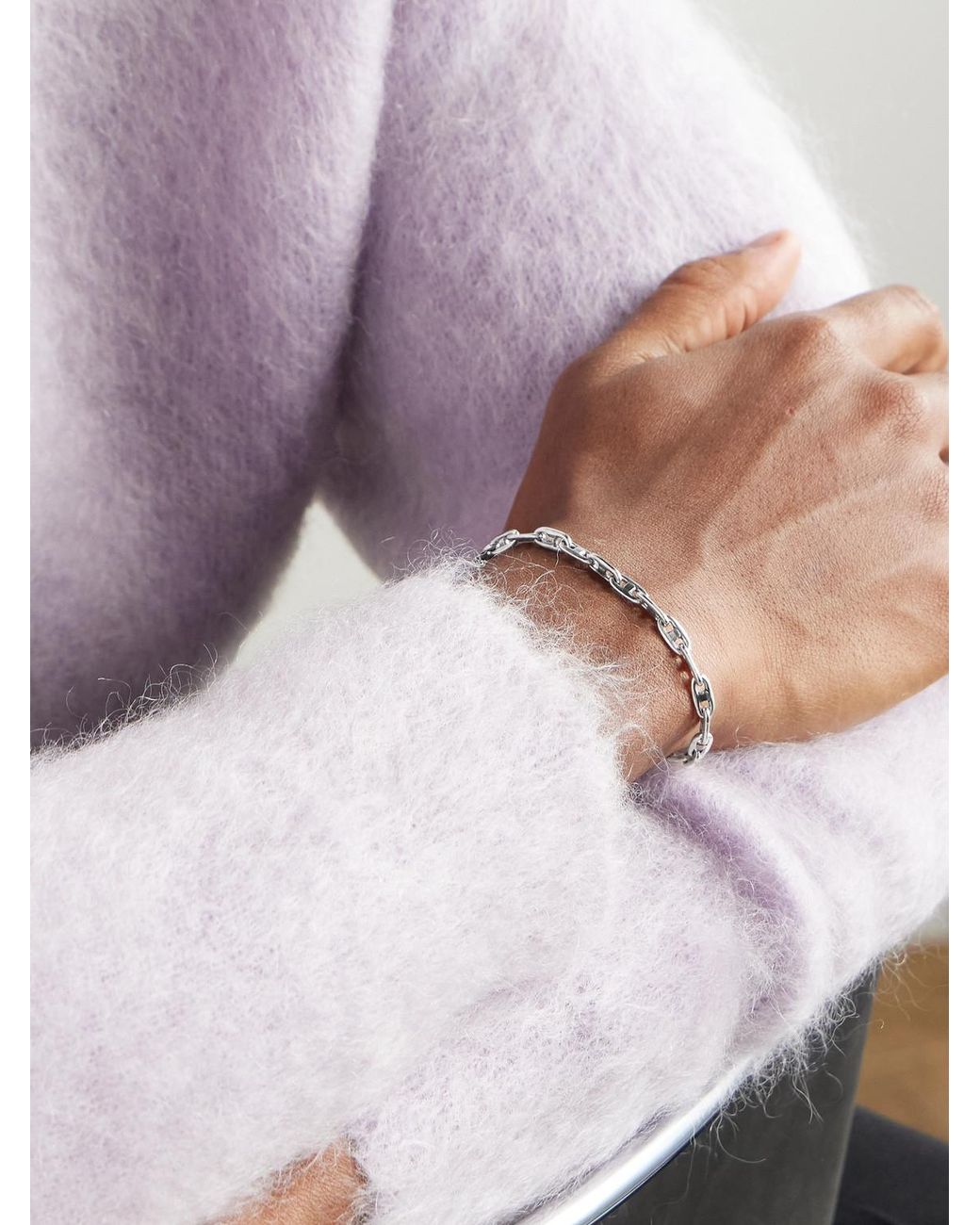 Saint Laurent Natural Silver-tone Chain Bracelet for men