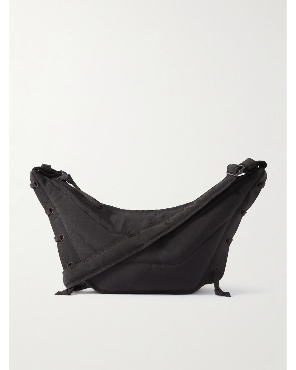 Lemaire Black Soft Game Small Nylon-Canvas Messenger Bag for men