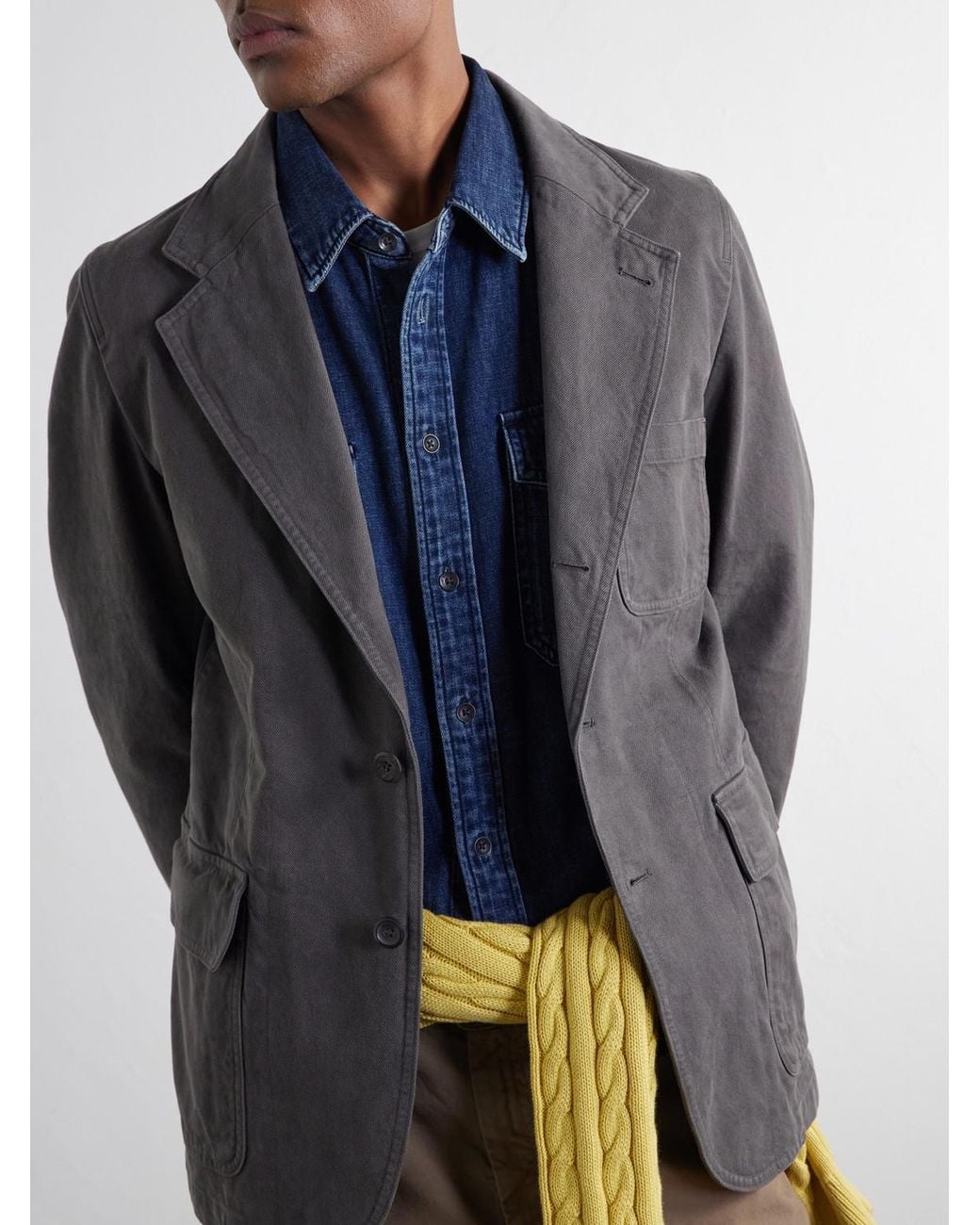 Drake's Gray Mk. I Games Cotton-Twill Moleskin Blazer for men