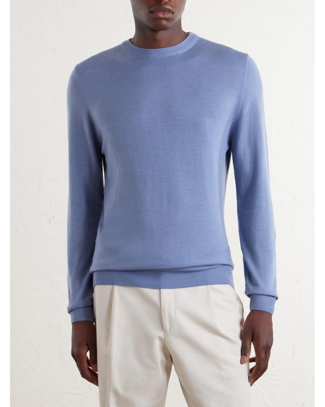 Canali Blue Wool Sweater for men