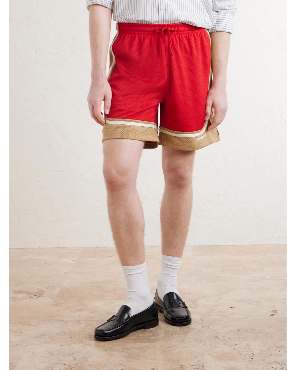 Aimé Leon Dore Novelty Straight-Leg Logo-Embroidered Mesh Drawstring Shorts for men