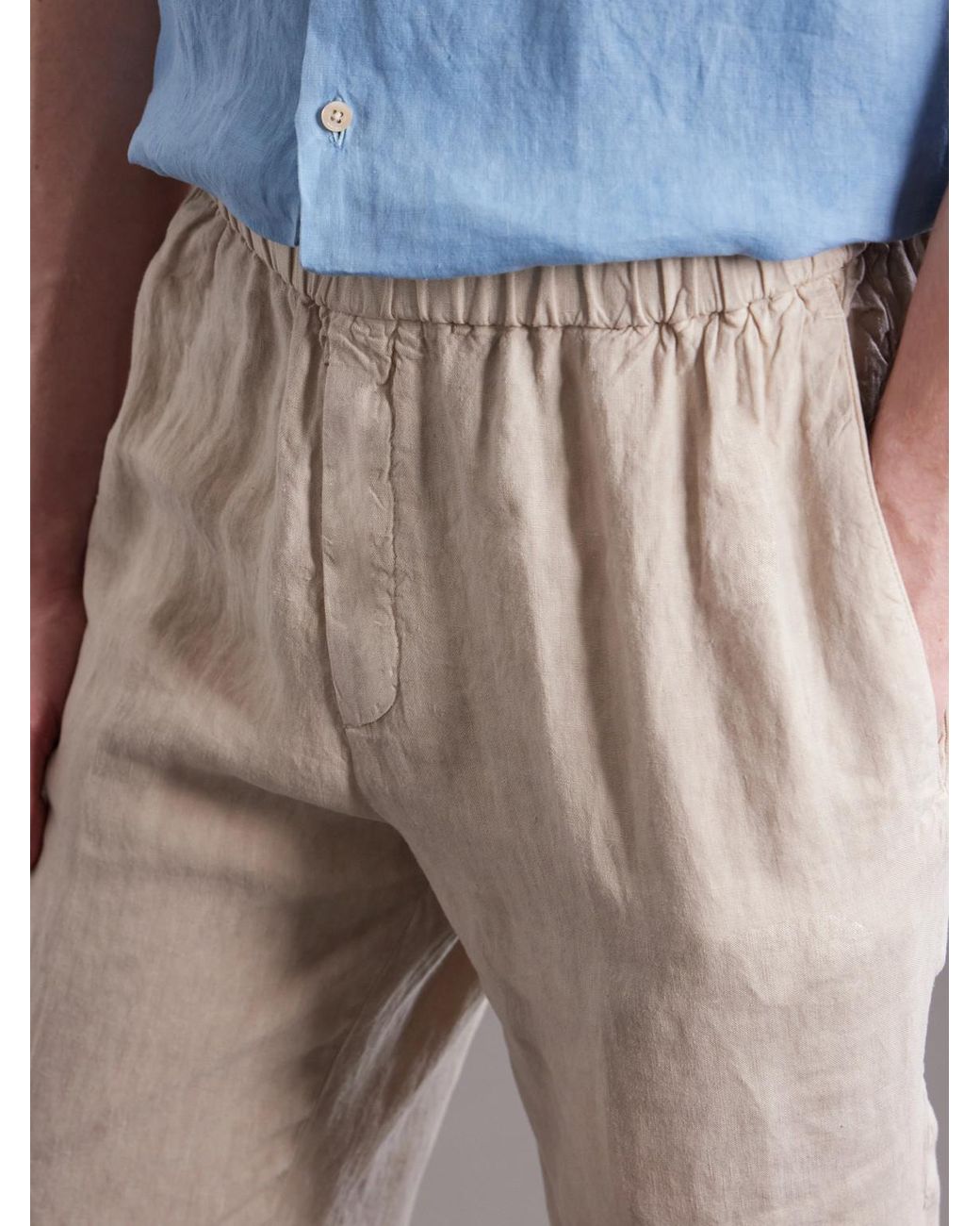 Boglioli Natural Tapered Linen Trousers for men